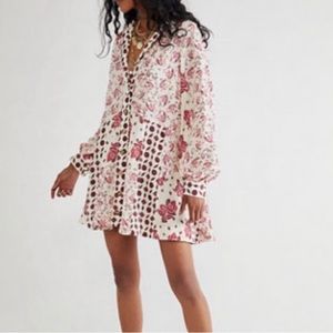 Free People Floral Mini Dress - Pink and White